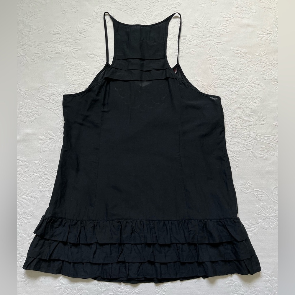 Free People Beaded Black Camisole Tank Top Cotton Silk Blend 12 - Picture 6 of 14